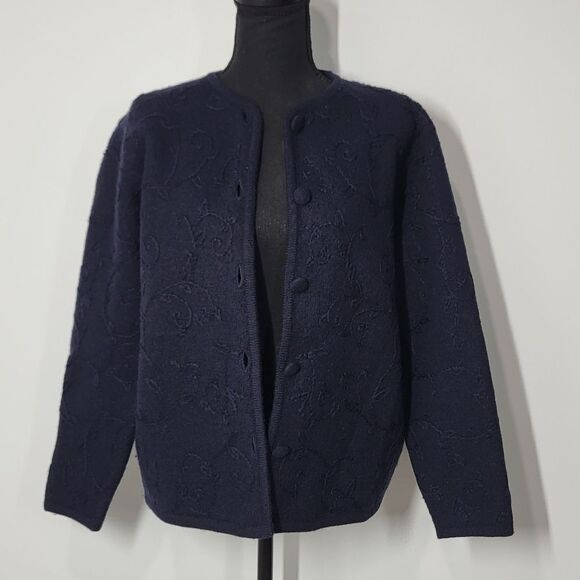 Talbots Dark Blue Wool Cardigan Sweater - Picture 1 of 11